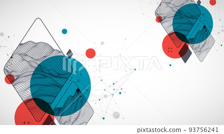 Modern science or technology abstract background. Wireframe spot surface illustration. Vector. 93756241