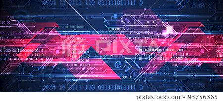 Abstract background on technological and scientific topics. Various techno details with using digital code. Vector format. 93756365