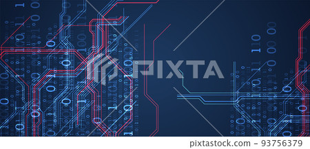Abstract background on technological and scientific topics. Various techno details with using digital code. Vector format. 93756379