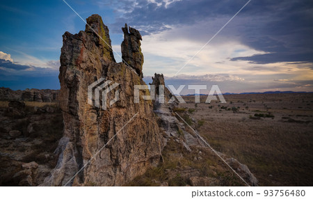 Abstract Rock formation near stone window at Isalo national park, Madagascar 93756480