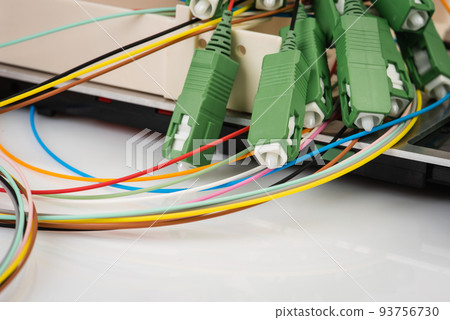 Fiber Optic Pigtail Cable Close-up Fiber Optic Pigtail Cable Close-up 93756730