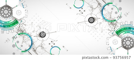 Abstract background on technological and scientific topics. Plexus effect with various techno details with a place under the text. Vector format. Abstract background on technological and scientific topics. Plexus effect with various techno details with a place under the text. Vector format. 93756957