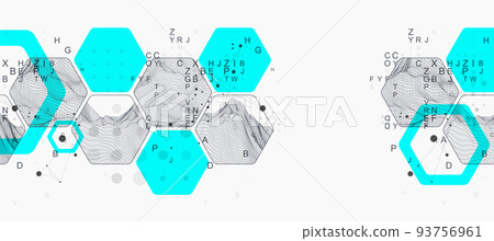Modern science or technology abstract background using hexagonal shapes. Wireframe spot surface illustration. Vector. Modern science or technology abstract background using hexagonal shapes. Wireframe spot surface illustration. Vector. 93756961