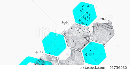 Modern science or technology abstract background using hexagonal shapes. Wireframe spot surface illustration. Vector. Modern science or technology abstract background using hexagonal shapes. Wireframe spot surface illustration. Vector. 93756980