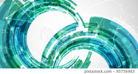 Abstract background. Technological colored circles with plexus effects. 93756983
