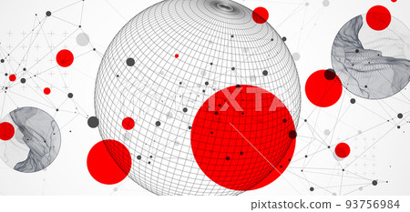 Sphere theme with connected lines in technology style background. Wireframe illustration. Abstract 3d grid design. Sphere theme with connected lines in technology style background. Wireframe illustration. Abstract 3d grid design. 93756984