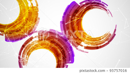 Abstract background. Technological colored circles with plexus effects. 93757016