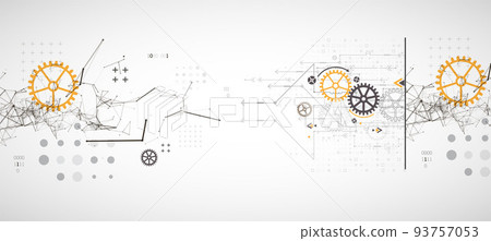 Abstract background on technological and scientific topics. Plexus effect with various techno details with a place under the text. Vector format. Abstract background on technological and scientific topics. Plexus effect with various techno details with a place under the text. Vector format. 93757053