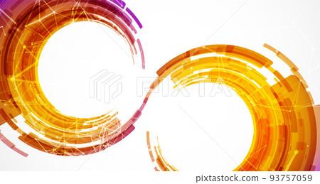Abstract background. Technological colored circles with plexus effects. 93757059