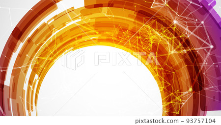 Abstract background. Technological colored circles with plexus effects. 93757104
