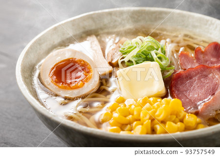 Hot salt butter ramen with warm steam Hot salt butter ramen with warm steam 93757549
