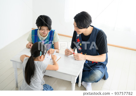 A bird's-eye view of the image of schoolchildren and lessons teachers A bird's-eye view of the image of schoolchildren and lessons teachers 93757782