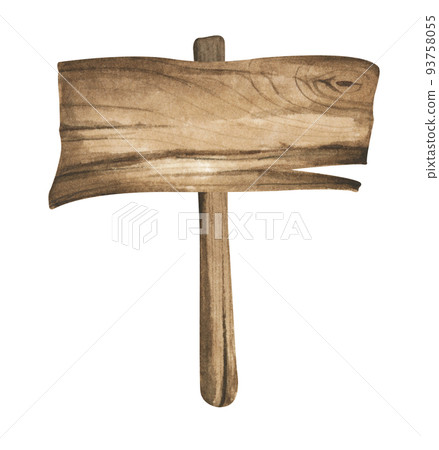 Watercolor Wooden signboards, empty Blank, wood banners, planks, board. 93758055