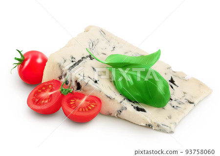 Blue cheese gorgonzola isolated on white background with full depth of field. 93758060