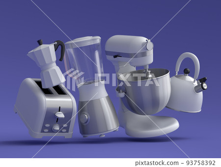 Electric Kitchen Appliances Utensils Making Breakfast Violet