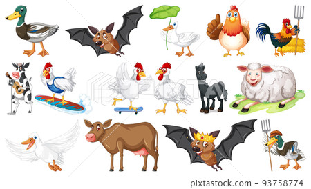 Many farm animals on white background Many farm animals on white background 93758774