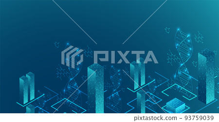 Isometric science concept. Abstract DNA technology background. Vector illustration Isometric science concept. Abstract DNA technology background. Vector illustration 93759039