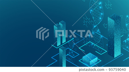 Isometric science concept. Abstract DNA technology background. Vector illustration Isometric science concept. Abstract DNA technology background. Vector illustration 93759040