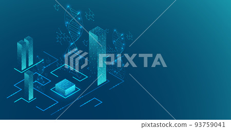 Isometric science concept. Abstract DNA technology background. Vector illustration Isometric science concept. Abstract DNA technology background. Vector illustration 93759041