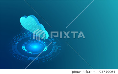 Isometric big data flow processing concept, cloud database. Abstract technology background. 93759064