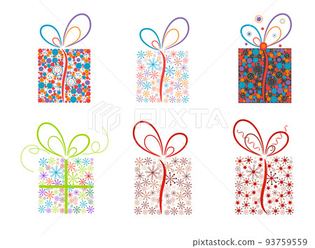 Set of Christmas present boxes. Set of Christmas present boxes. 93759559