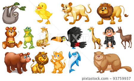 Wild animals on white background 93759937