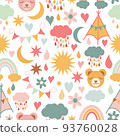 Funny kids pattern pastel colors 93760028