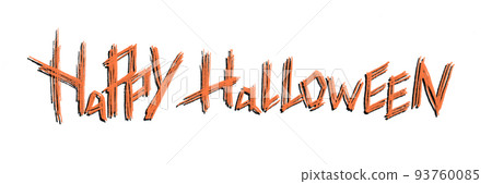 HAPPYHALLOWEEN letters in orange with black shadows 93760085