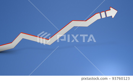 通過曲折整體上升的折線圖。成功和蓬勃發展。代表上升或增加的抽象概念。 通過曲折整體上升的折線圖。成功和蓬勃發展。代表上升或增加的抽象概念。 93760123