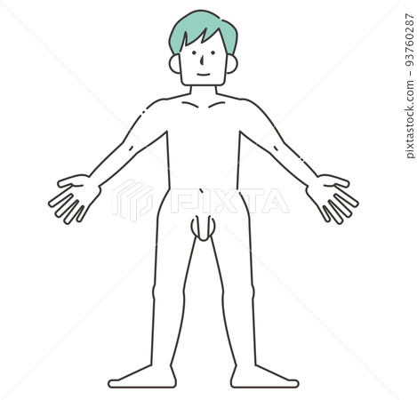 一個裸體男人的全身站立圖 93760287