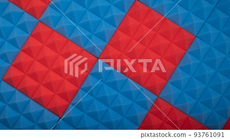 Acoustic foam panel background with red and blue lighting. Music background 93761091