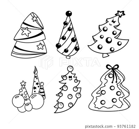 Set of hand-drawn christmas and winter doodle elements in vector. Festive collection isolated on white background. Design for icons, buttons, holidays. Gifts, trees, pastry, presents, gingerbread. Set of hand-drawn christmas and winter doodle elements in vector. Festive collection isolated on white background. Design for icons, buttons, holidays. Gifts, trees, pastry, presents, gingerbread. 93761182