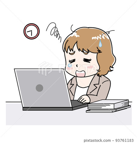 由於加班而在電腦前遇到麻煩的女人 93761183
