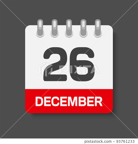 Icon day date 26 December, template calendar page 93761233