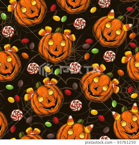 Pattern with candy, sweets, pumpkins like kids Pattern with candy, sweets, pumpkins like kids 93761250