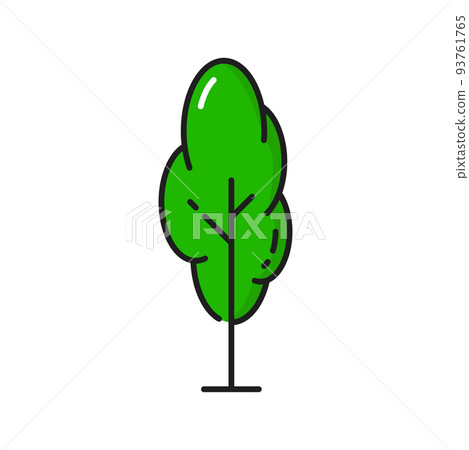 Tree icon of green forest park or garden plant, vector isolated symbol. Forest or tropical tree with leaves and branches, garden oak, maple or elm tree icon for landscape design in thin line 93761765