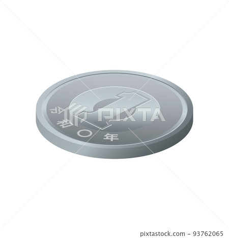 Relatively realistic 1 yen coin (isometric) 93762065
