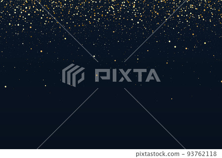 Falling particles of golden color on a dark background. Abstract design element for greeting card, New Year s invitation. 93762118