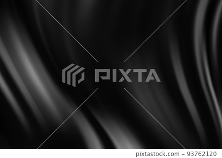 Black wavy fabric, abstract luxury background. Draped silky textile. 93762120