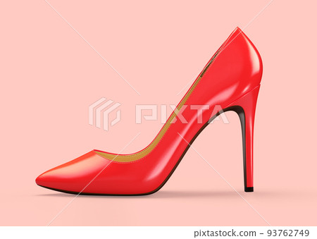 Red women's shoes on beige background. 3D... - Stock Illustration  [93762749] - PIXTA