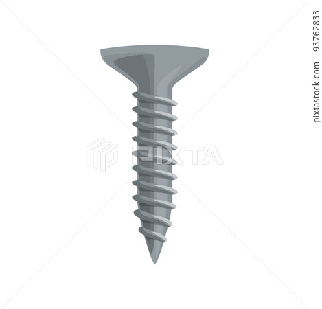 Screw, self-tapping fastener, carpentry, construction and woodwork hardware, vector. Self tapping screw, fastening equipment, carpentry or woodcraft tool 93762833