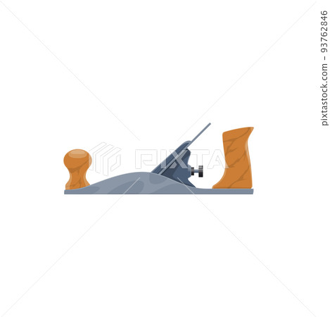 Plane tool, carpentry and woodwork instrument, vector flat icon. Wood work carpenter and handyman plane tool, handicraft and woodcraft joiner equipment 93762846