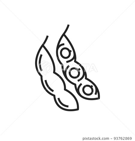 Pea pods isolated monochrome legumes icon. Vector line art beans, farming and agriculture Pea pods isolated monochrome legumes icon. Vector line art beans, farming and agriculture 93762869