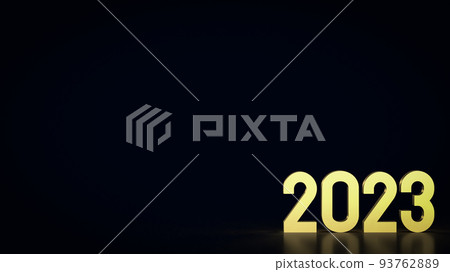 The gold number 2023 in black background 3d rendering The gold number 2023 in black background 3d rendering 93762889