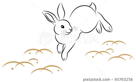 New Year's card material Rabbit jumping rabbit... - Stock Illustration ...