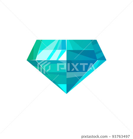 Blue precious stone isolated gem. Vector sapphire or agate, turquoise or guartz, aquamarine 93763497