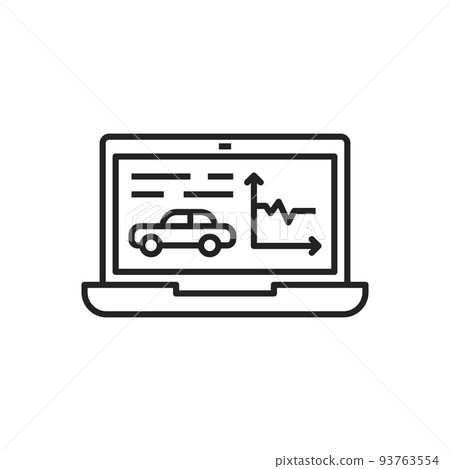 Car computer diagnostics vector thin line icon. Automotive diagnostic check car service 93763554