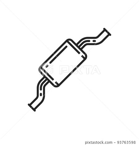 Car exhaust pipe muffler vector line icon. Automotive repair part Car exhaust pipe muffler vector line icon. Automotive repair part 93763598