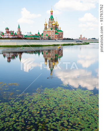 river with water lily leaves in Yoshkar-ola city river with water lily leaves in Yoshkar-ola city 93763762
