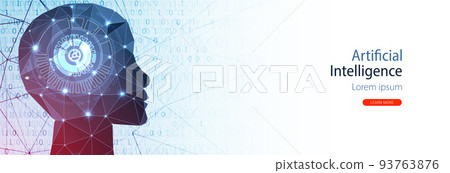 Artificial Intelligence concept.  Creative brain concept background. Vector science illustration. 93763876